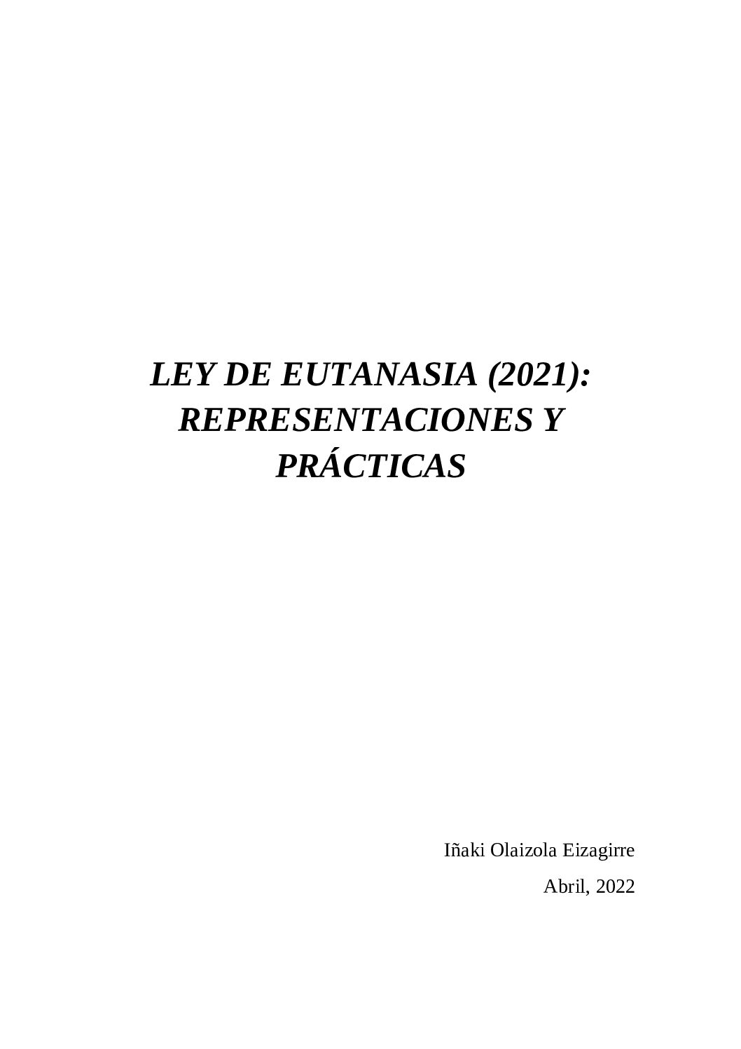 LEY EUTANASIA REPRESENTACIONES Y PRÁCTICAS