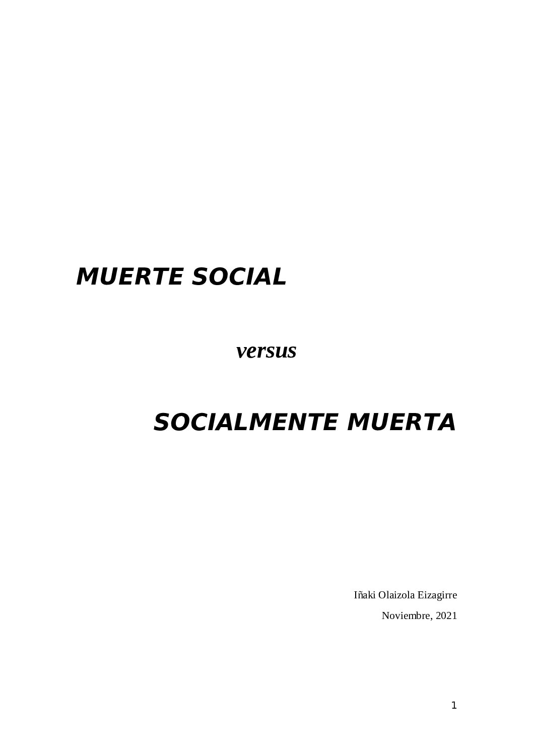 muerte social versus socialmente muerta
